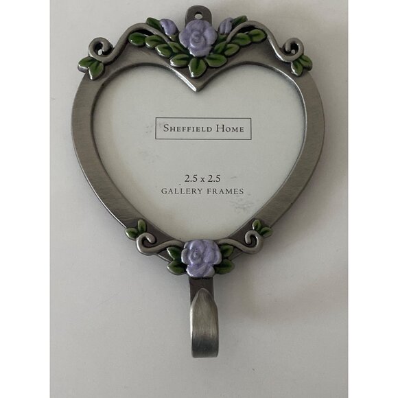 Sheffield Home Heart-Shaped Picture Frame With Hook 2.5" x 2.5" Floral Design - Picture 8 of 9